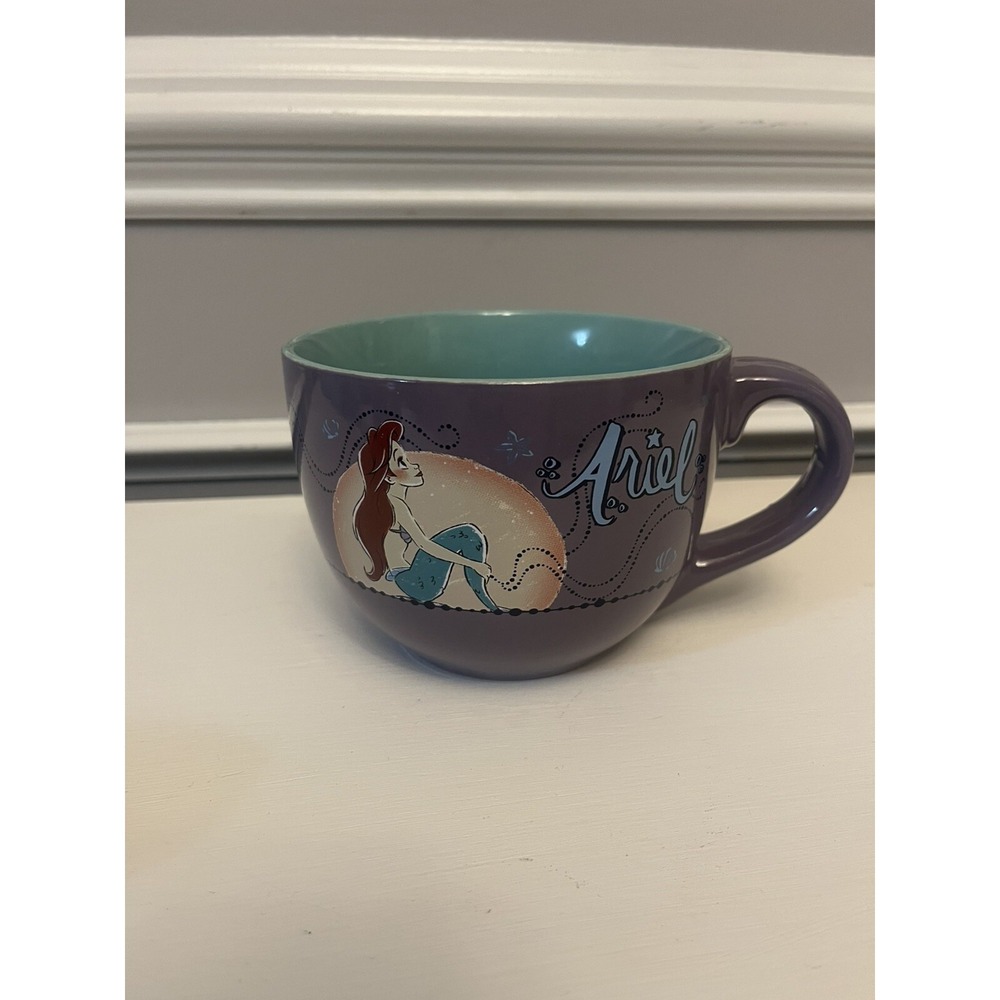 Disney Little Mermaid Ariel 24 oz Ceramic Mug Princess Purple Large Soup Cup